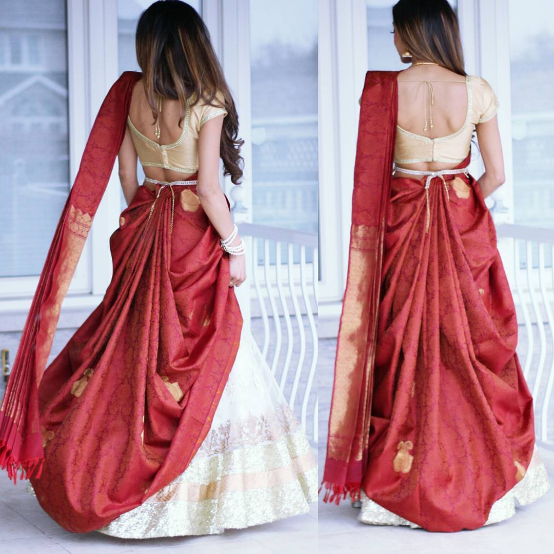 cancan saree drape  how to drape two saree in cancan style