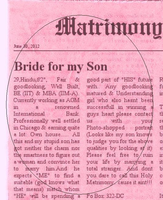 Funny Indian Matrimony Ads