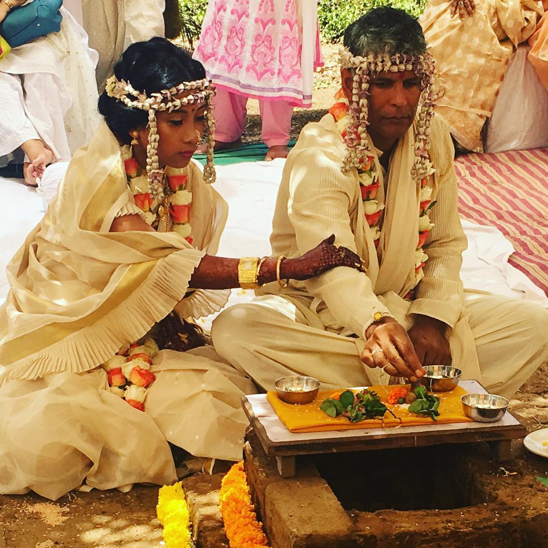 milind soman and ankita konwar, milind soman wedding photos