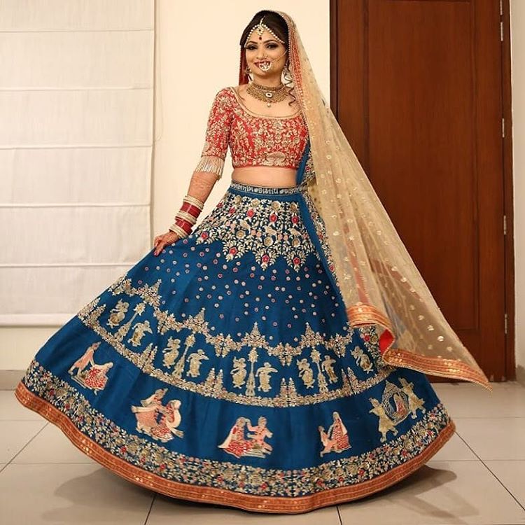 bridal wear, bridal lehenga, blue lehenga, Turquoise by Rachit, designers in Punjab