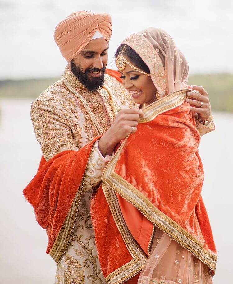 sikh couple,Colour coordinated outfits 