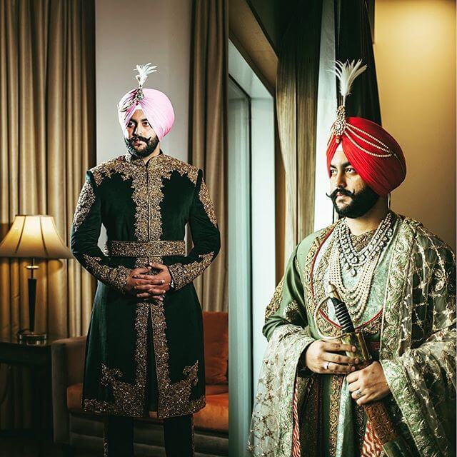 sikh grooms,Heavy embroidered outfits