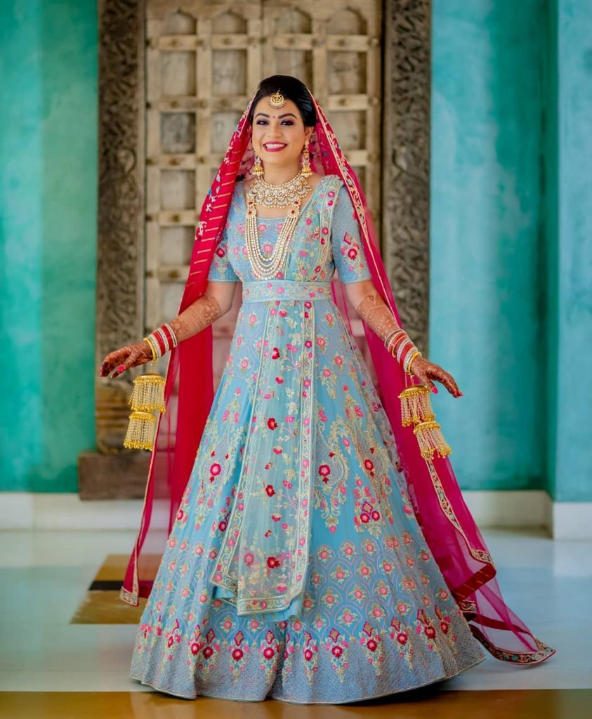 Peach Colored Wedding Bridal Designer Heavy Lehenga Choli With Dupatta -  Tulsi Art - 3052017