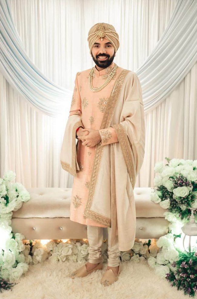 Beige Stole For Groom