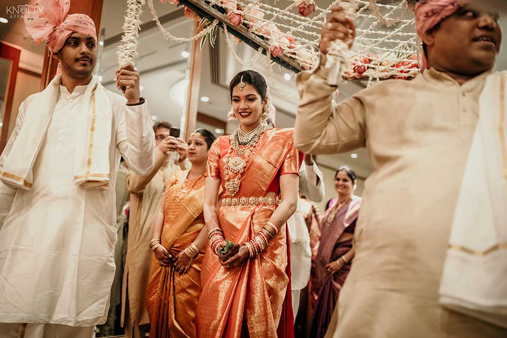 bridal entry, south Indian bride