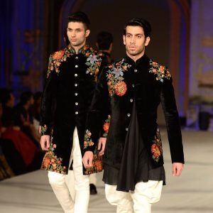 velvet floral sherwani