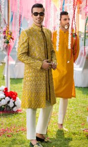 yellow Pakistani sherwani