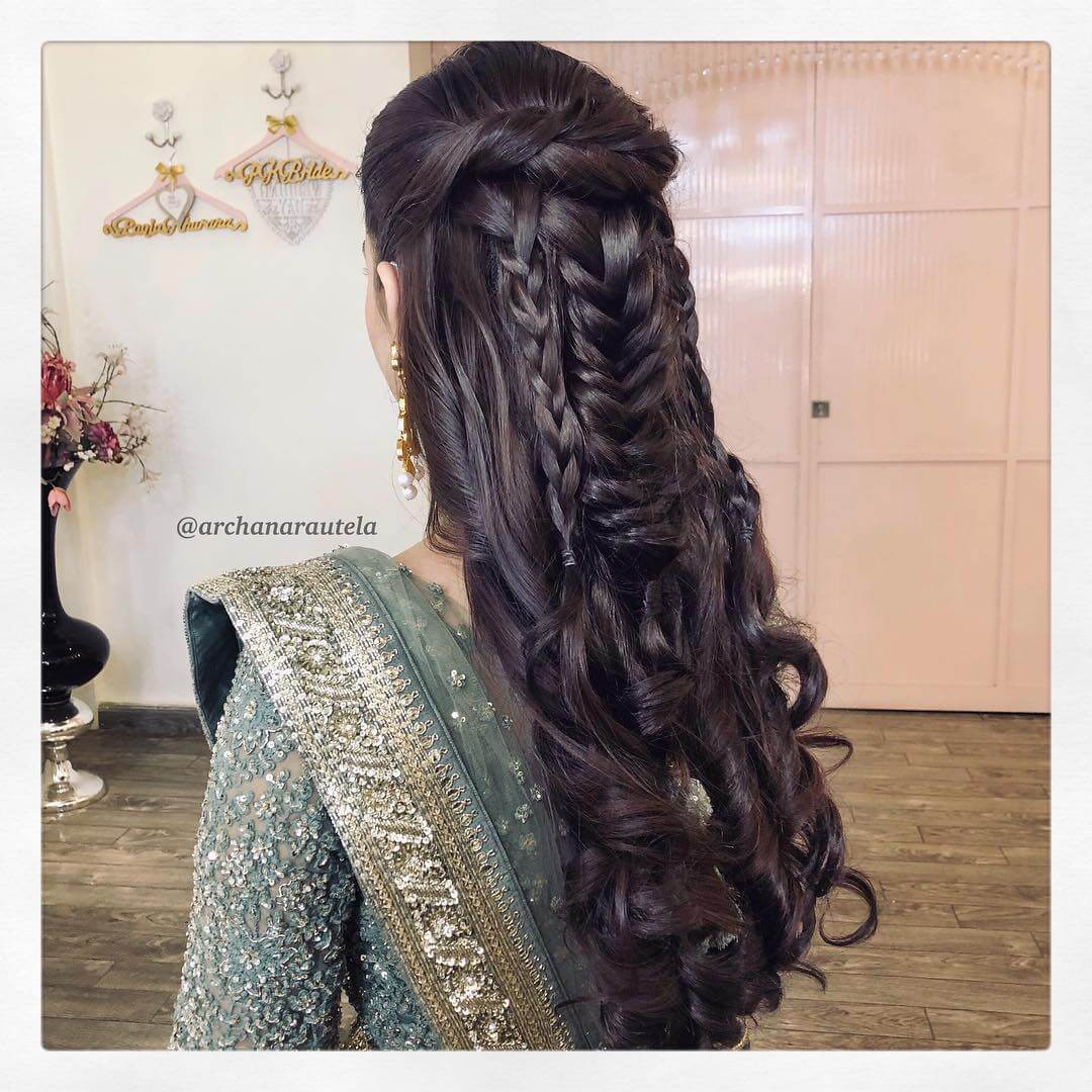 braided open hairstyle, non floral hairstyle