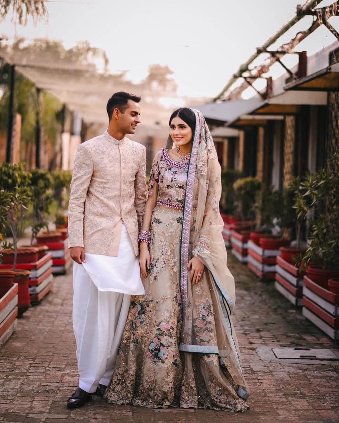 color coordinated pakistani couple