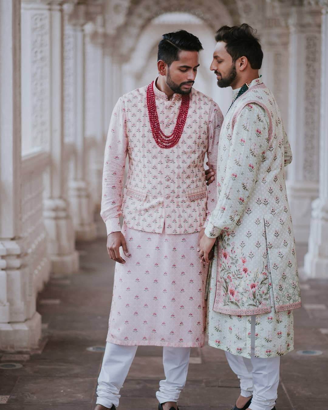 printed groom sherwani