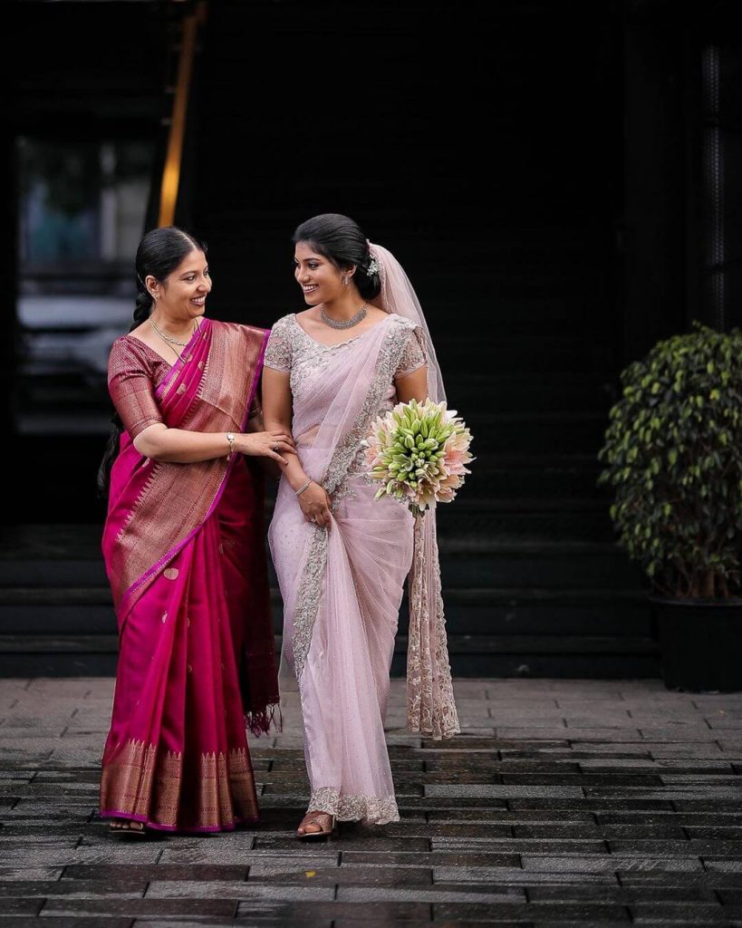 Ready-to-Wear Peach Silk Saree – Glamwiz India