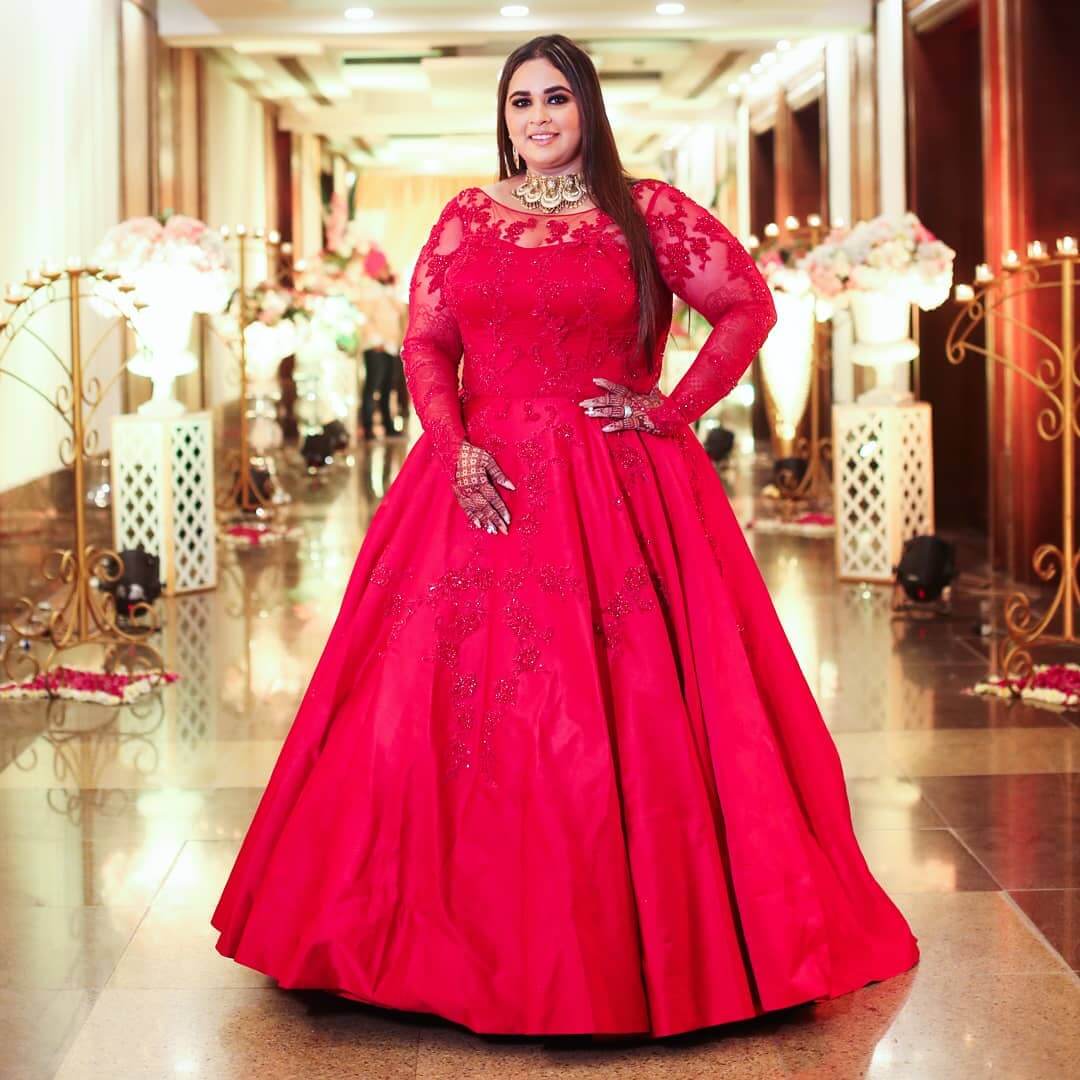 Ceremonious Red Color Heavy Long Gown For Wedding Wear  ekmazoncom