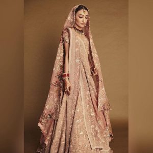 monotone pink bridal lehenga