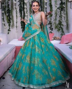 green bridal lehenga