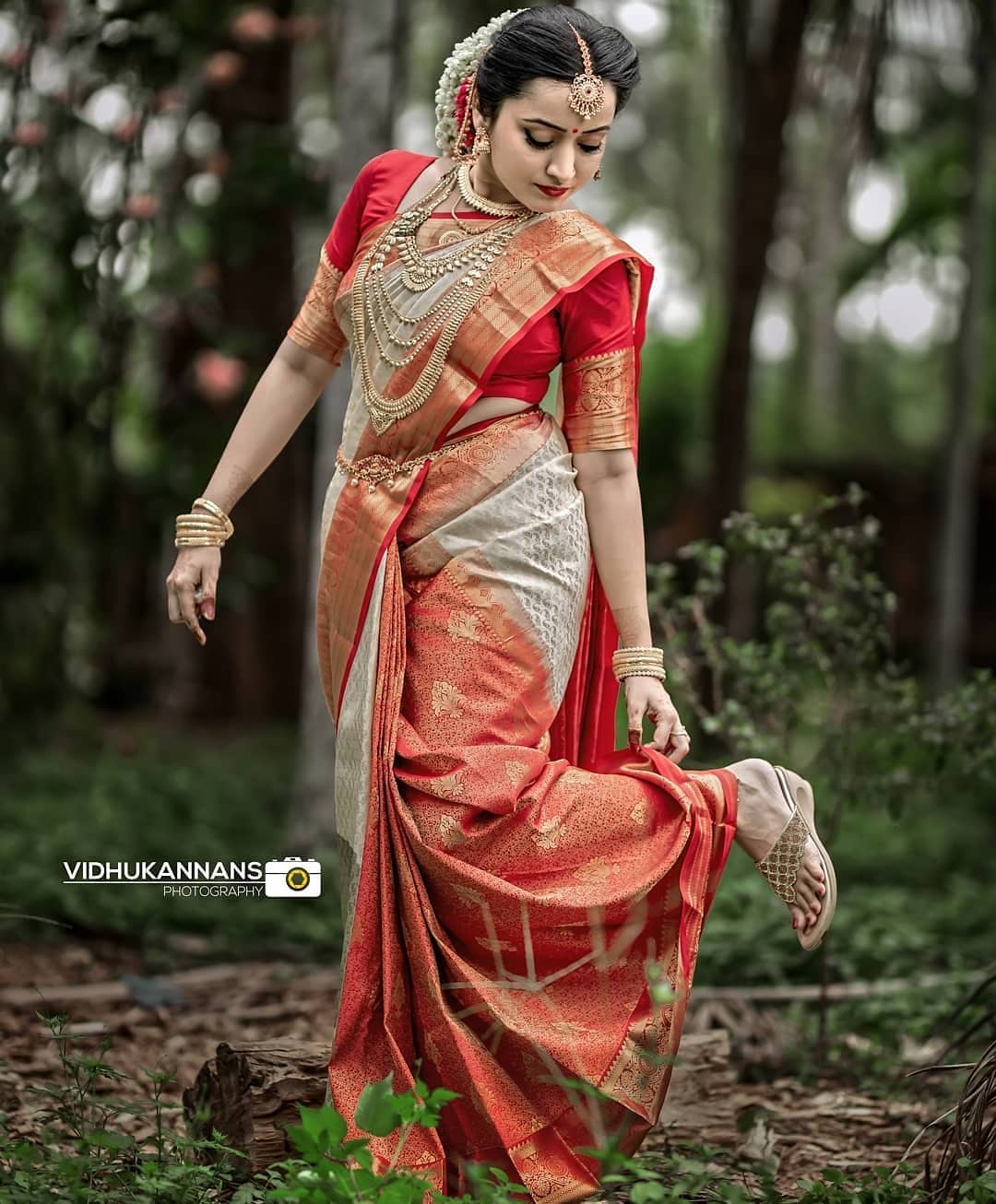 kanjeevaram saree, south indian bride