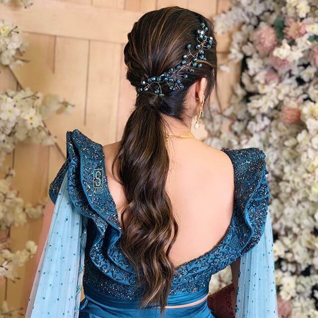 Pony tail hairtstyle with gowns