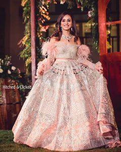 pink off shoulder lehenga