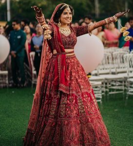 bridal belted lehenga