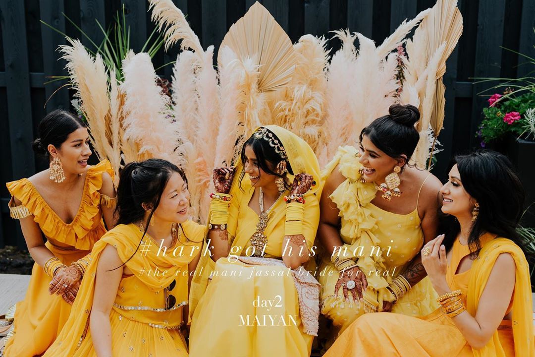 color coordinated bridesmaids