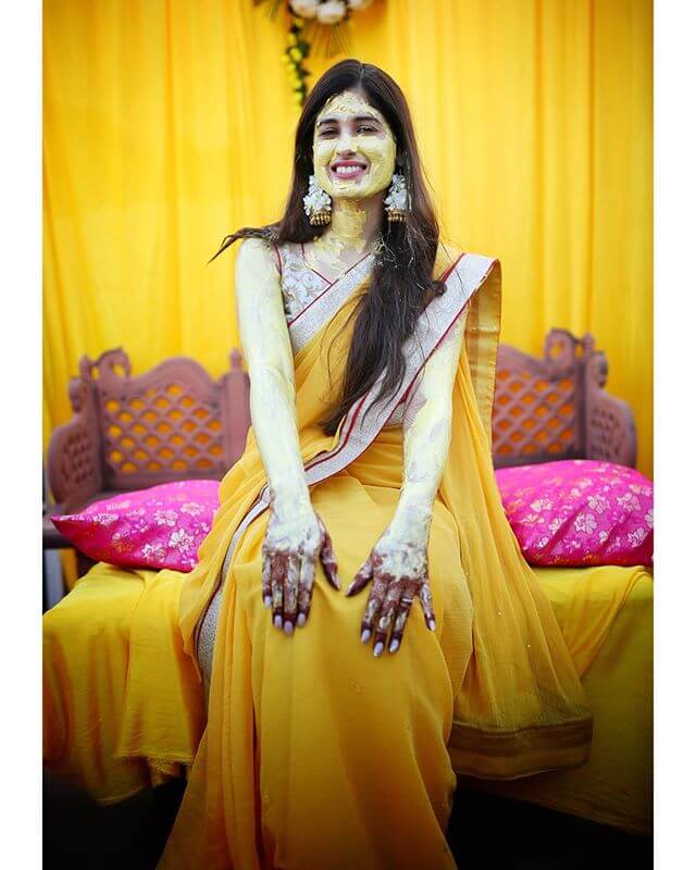 yellow bridal saree