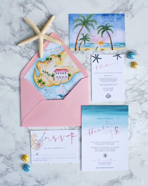 beach wedding invites