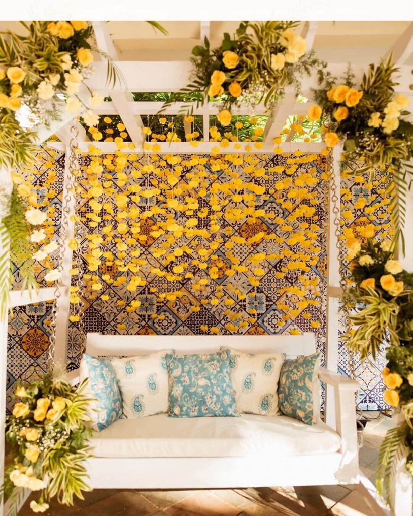 Wedding Swing Decoration Ideas For Mehendi Ceremony