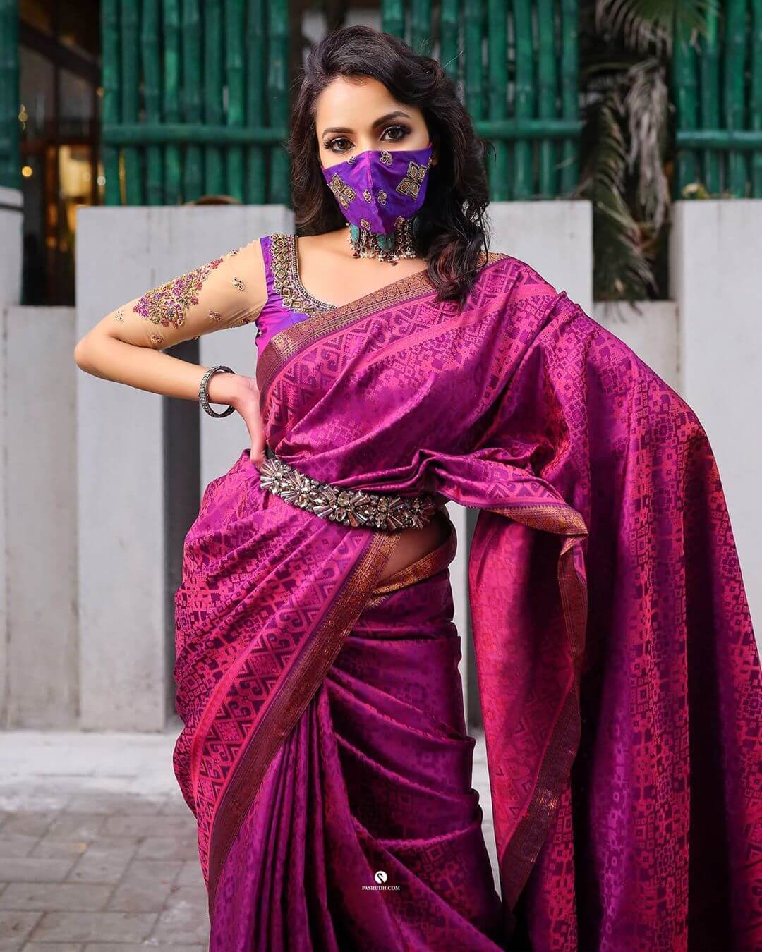 embellished belted sarees