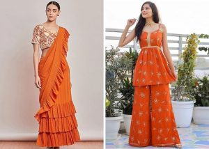 orange color indian wear