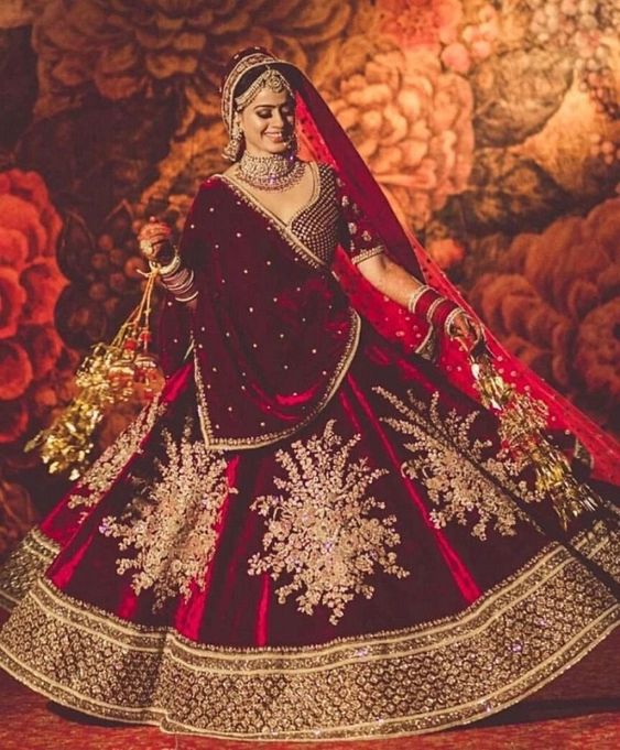 Indian Designer Pure Velvet Lehenga Maroon Color Wedding - Etsy | Indian  bridal outfits, Indian bridal wear, Indian bridal lehenga