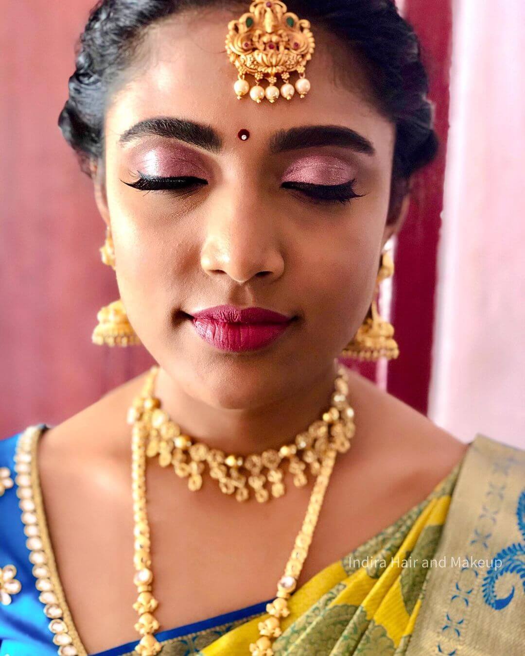 Pink Eyeshadow Tamil Bride