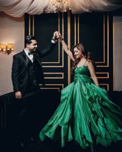 Green Layered Ball Gown