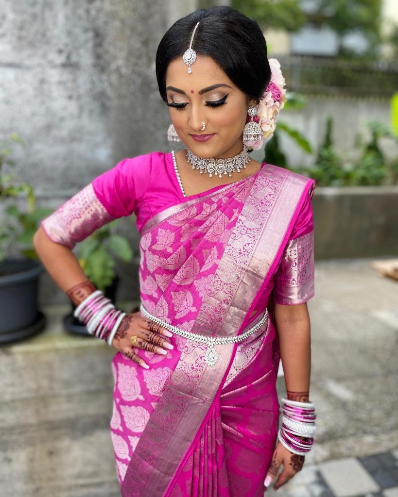 Stunning South Indian Bride In Chokers With Kanjeevaram Sarees