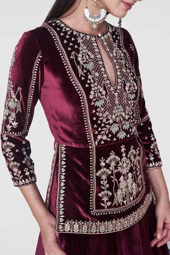 maroon kurti blouse