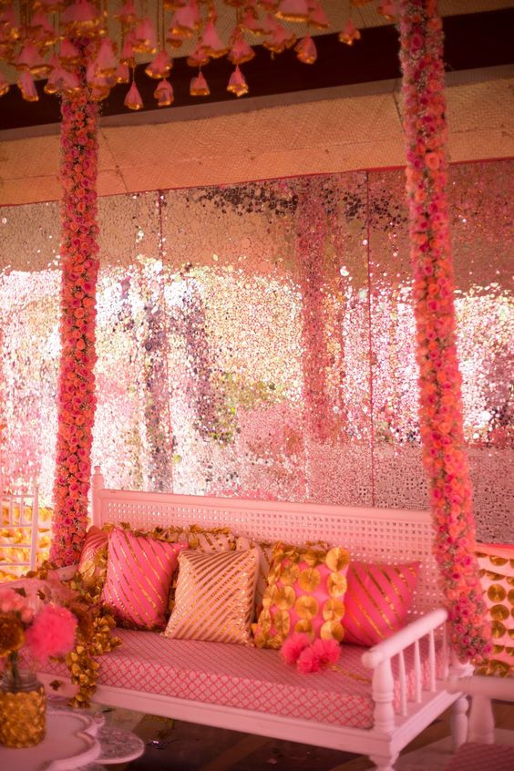 pink oonjal swing decor