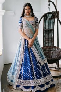 Blue Lehenga With Net Dupatta