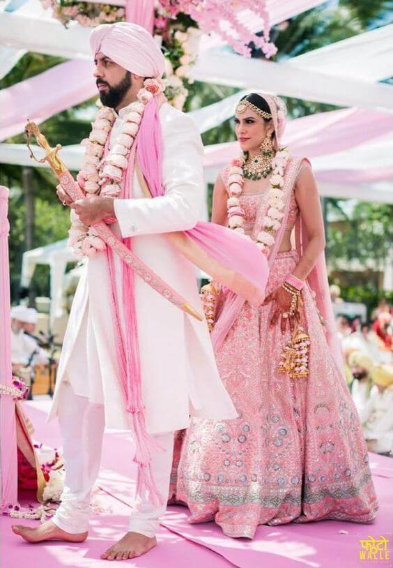 Blush Pink Wedding Couple Outfit