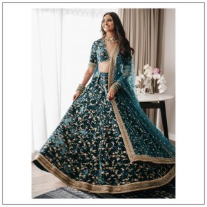 Green Sabyasachi Velvet Lehenga