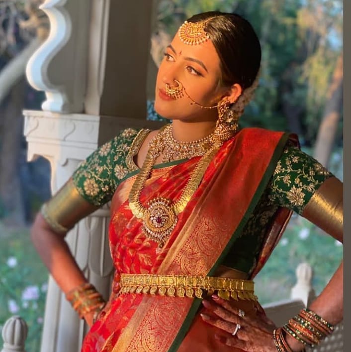 Niharika in a South Indian bridal look