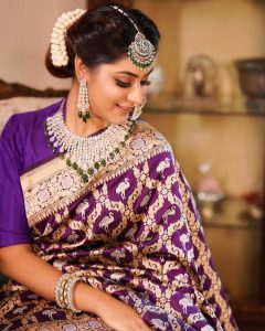 Purple banarasi saree