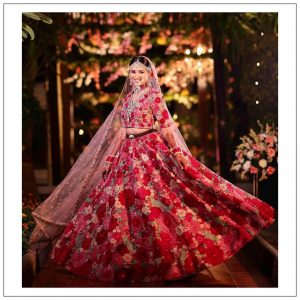 Red Floral Lehenga Sabyasachi