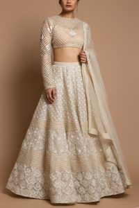 White Chikankari Lehenga