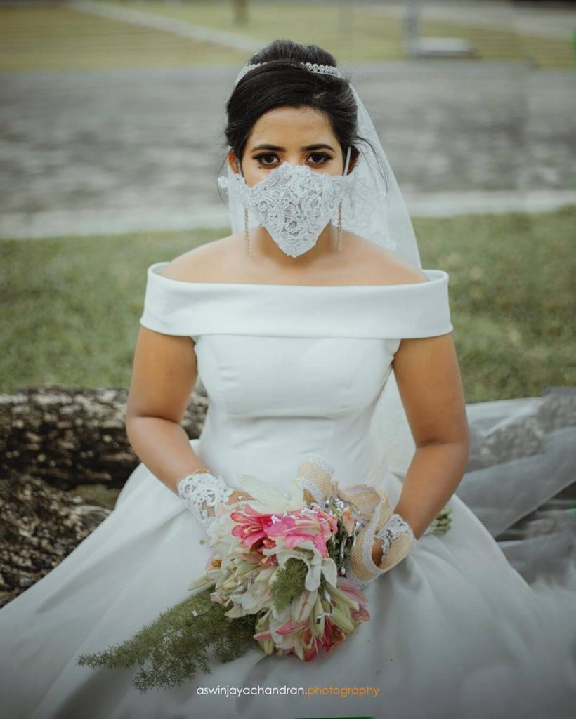 White lace bridal face masks