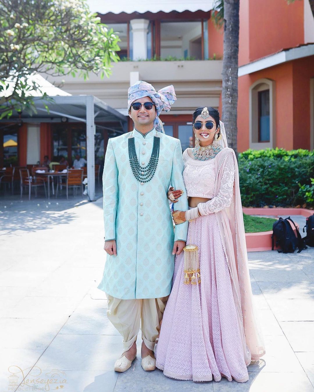 contrasting pastel couple outfits