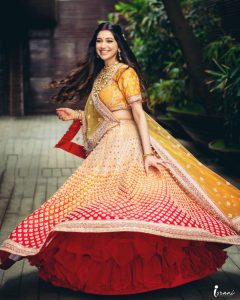 yellow orange ombre lehenga