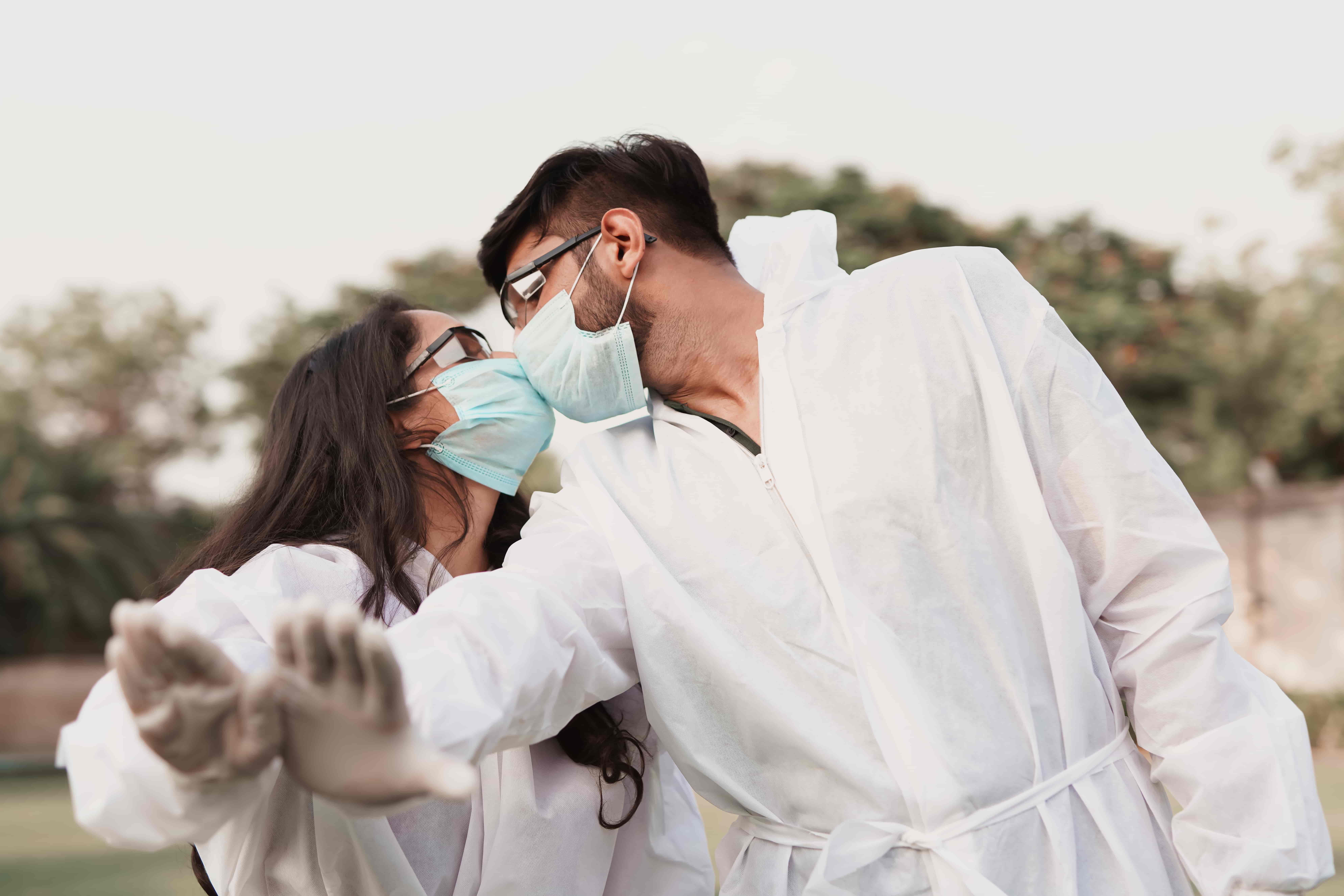 Pre-wedding shoot in PPE Kits