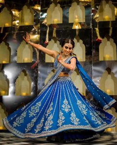 blue bridal lehenga