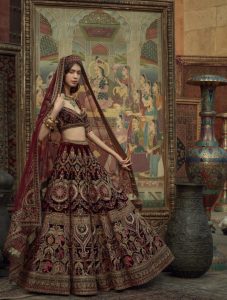 deep maroon bridal lehenga