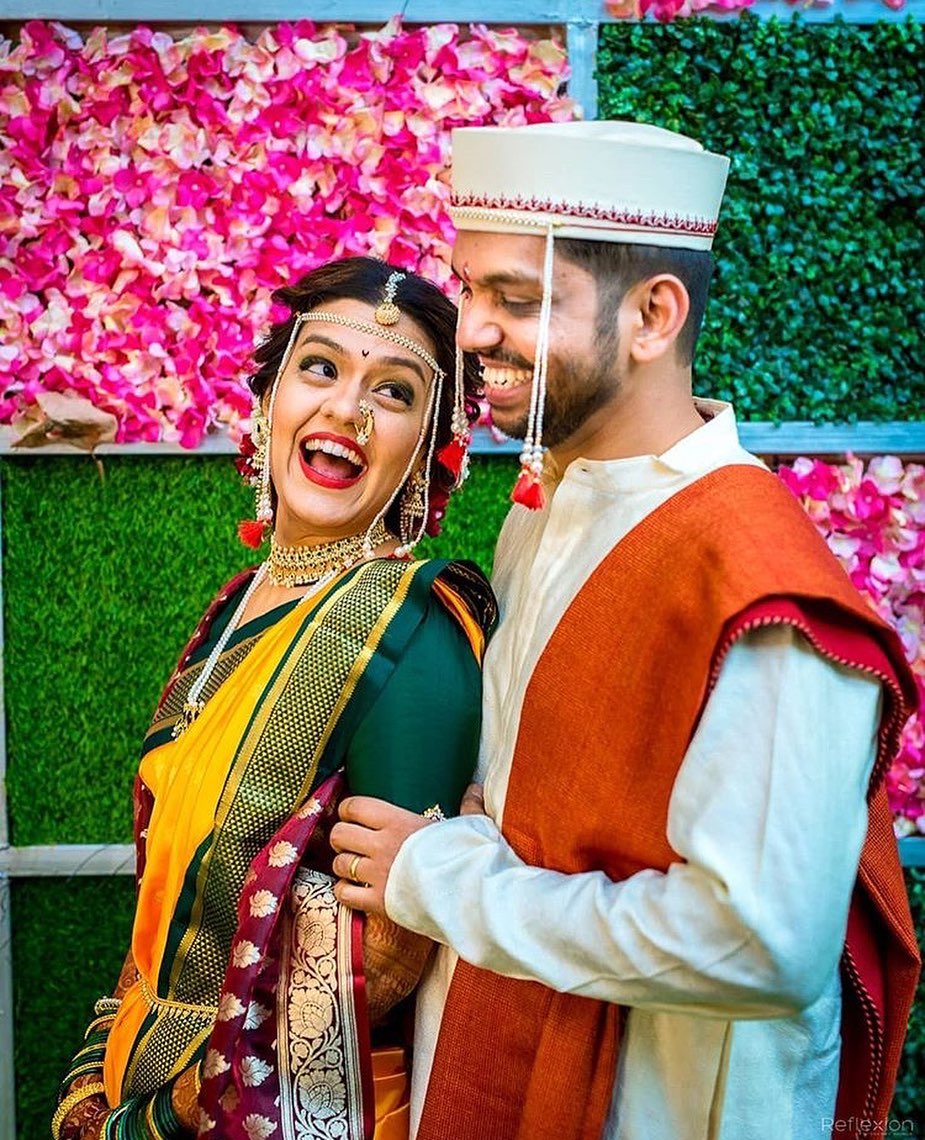 happy Marathi couple portraits