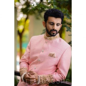 pink groom sherwani