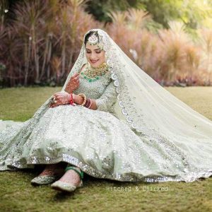 green bridal lehenga